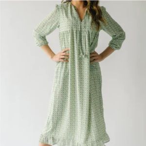 Piper and Scoot Marietta patterned maxi dress in meadow green